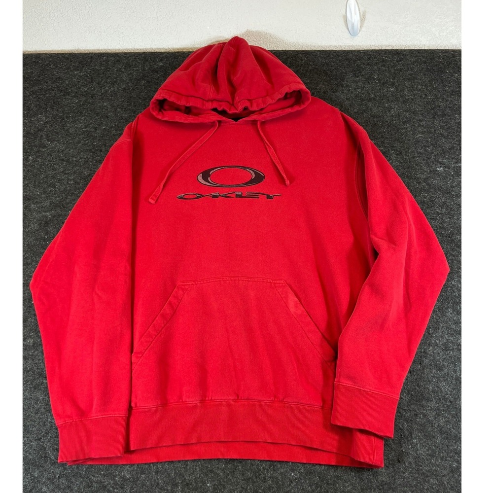 Oakley Hoodie Mens XL Red Fleece Crewneck Pullover Sweatshirt Skateboarding